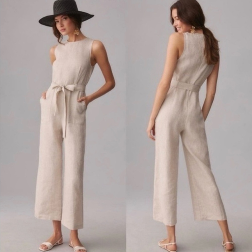 Reformation Naomi Linen Jumpsuit in Oatmeal
